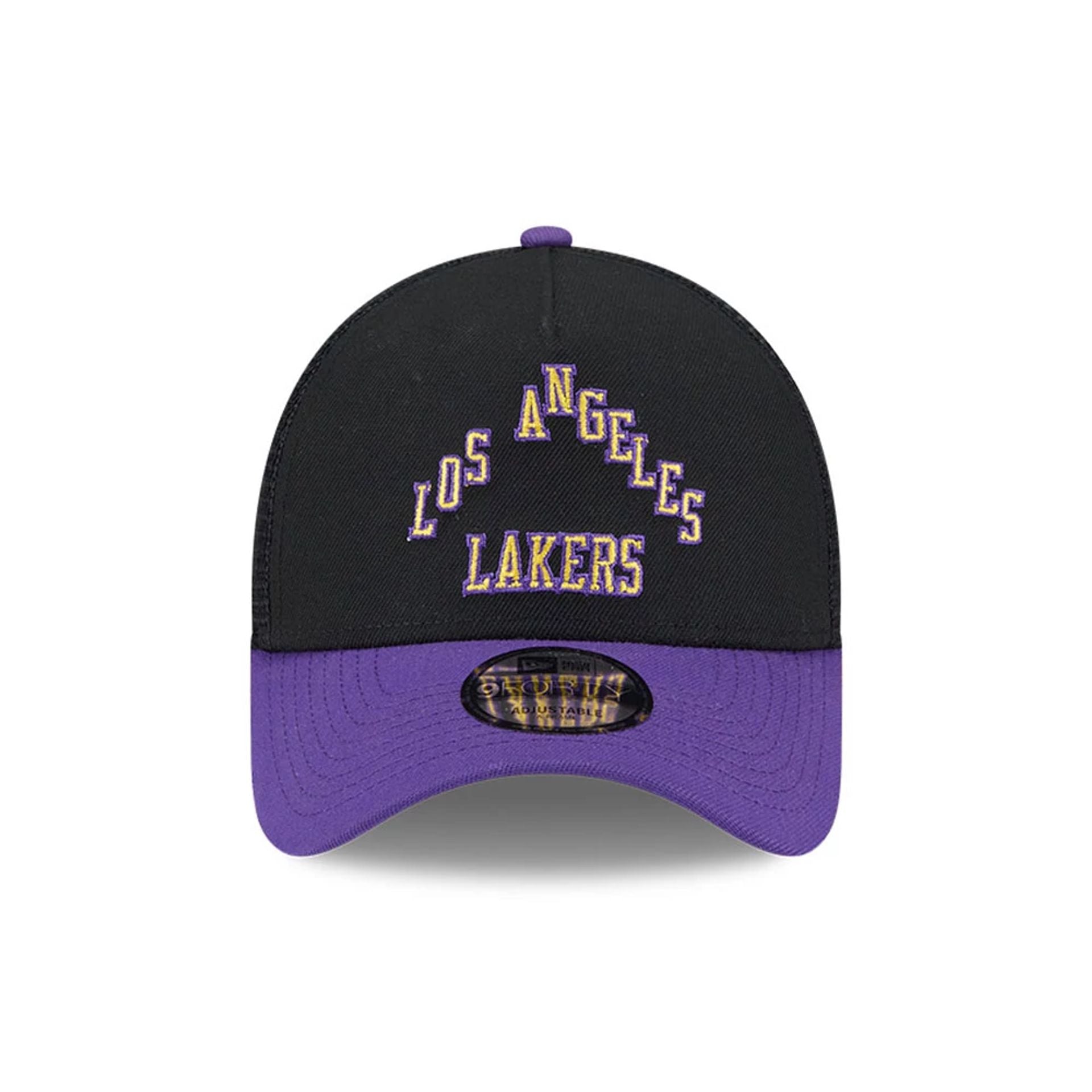 This is a LA Lakers NBA City Edition Purple 9FORTY A-Frame Trucker Adjustable Cap 4