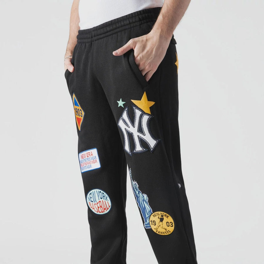 The Male model is wearing New York Yankees MLB x Uptown Threads Black Joggers  3