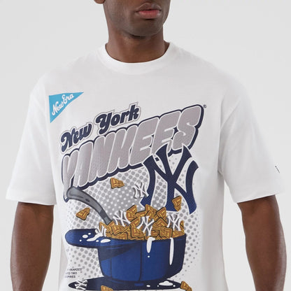 The Male model is wearing New York Yankees MLB Lifestyle Graphic White T-Shirt  7