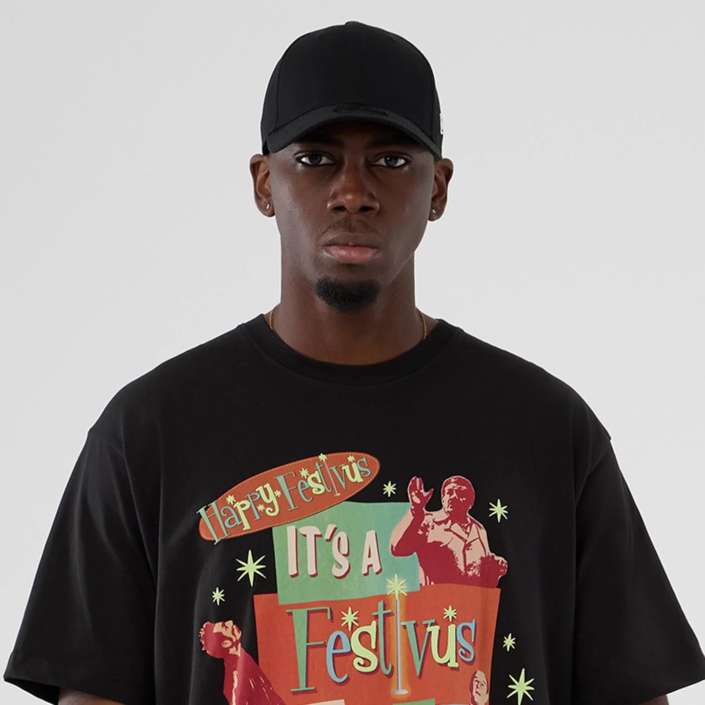 The Male model is wearing Seinfeld Lifestyle Graphic Black T-Shirt 5