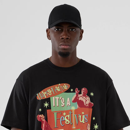 The Male model is wearing Seinfeld Lifestyle Graphic Black T-Shirt 5