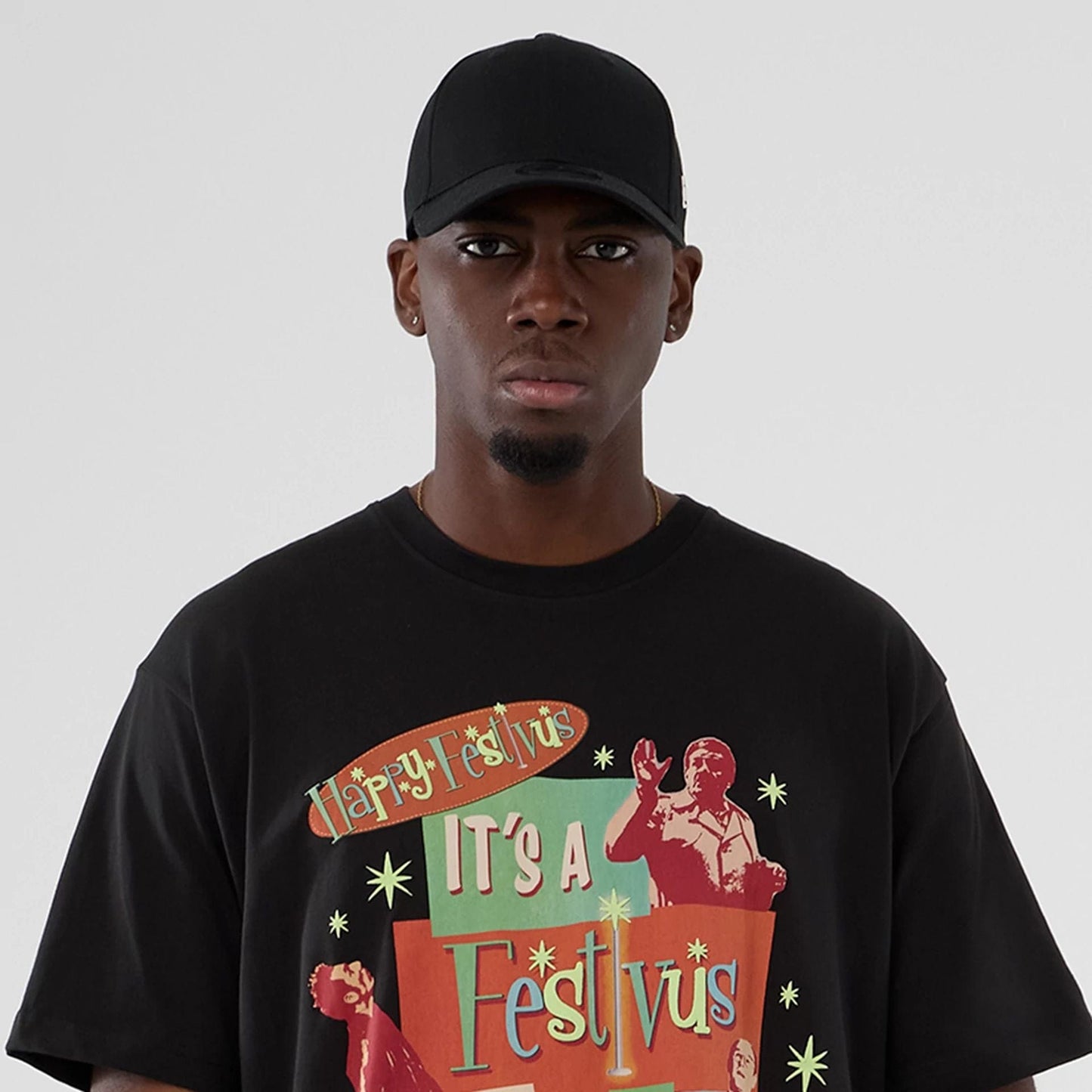 The Male model is wearing Seinfeld Lifestyle Graphic Black T-Shirt  5