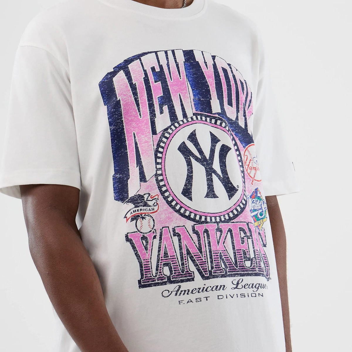 The Male model is wearing New York Yankees Cooperstown MLB Sport Classic White T-Shirt 3