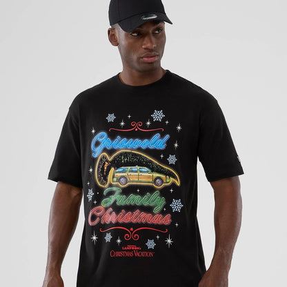 The Male model is wearing National Lampoon's Christmas Vacation Lifestyle Graphic Black T-Shirt  3