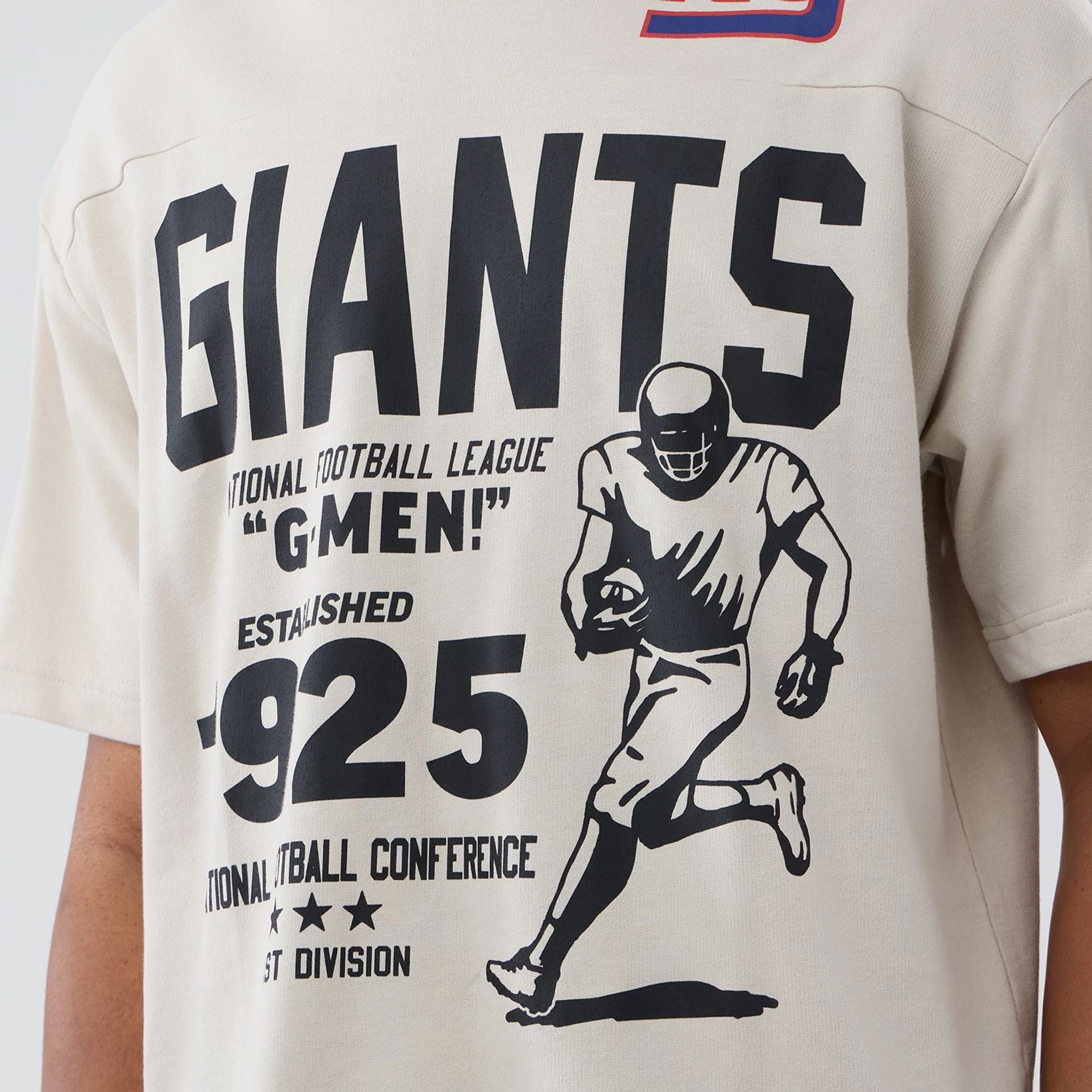 The Male model is wearing New York Giants NFL Throwback Prep Light Beige T-Shirt  5