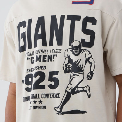 The Male model is wearing New York Giants NFL Throwback Prep Light Beige T-Shirt 5