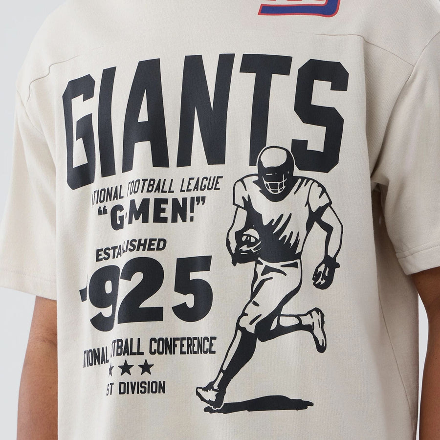 The Male model is wearing New York Giants NFL Throwback Prep Light Beige T-Shirt  5