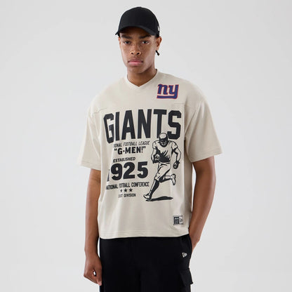 The Male model is wearing New York Giants NFL Throwback Prep Light Beige T-Shirt  1