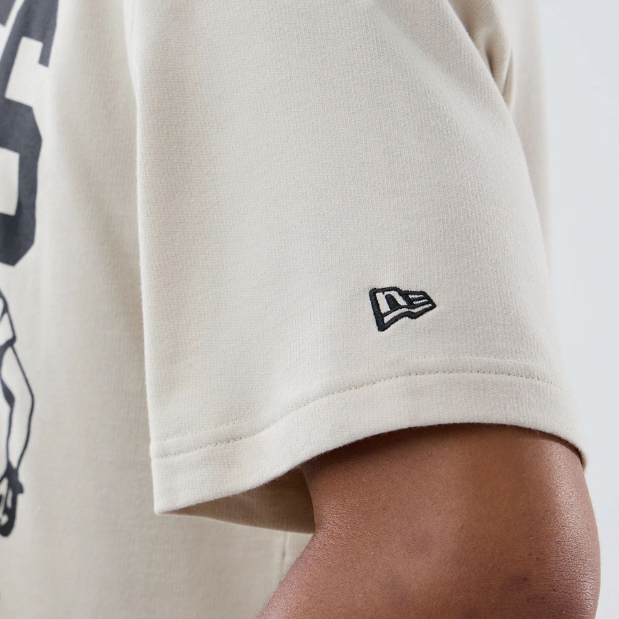 The Male model is wearing New York Giants NFL Throwback Prep Light Beige T-Shirt  6