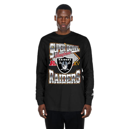 The Male model is wearing Las Vegas Raiders NFL Sport Classic Black Long Sleeve T-Shirt  1