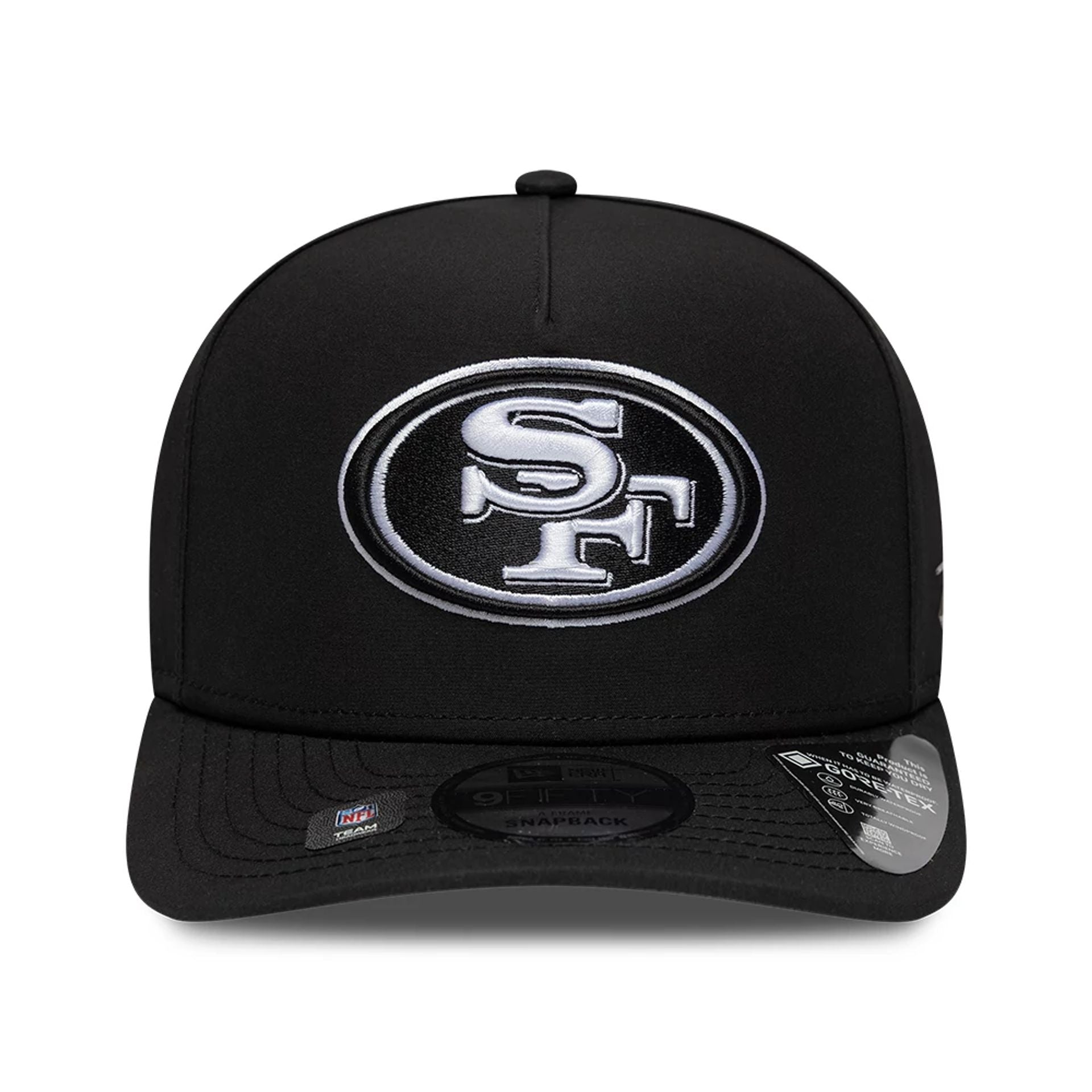 This is a San Francisco 49ers NFL Gore-Tex Black 9FIFTY A-Frame Snapback Adjustable Cap 2