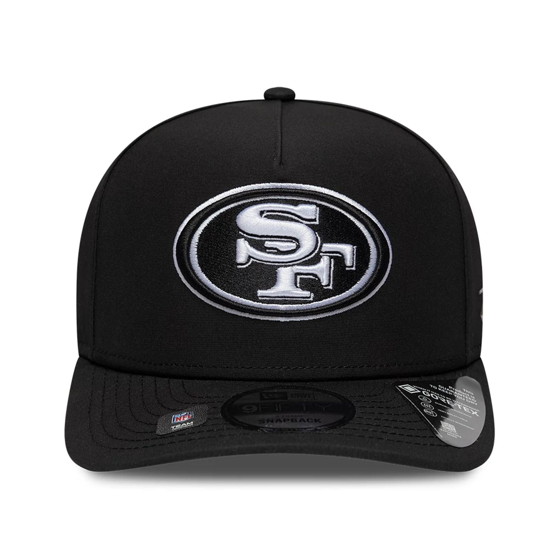 This is a San Francisco 49ers NFL Gore-Tex Black 9FIFTY A-Frame Snapback Adjustable Cap 2