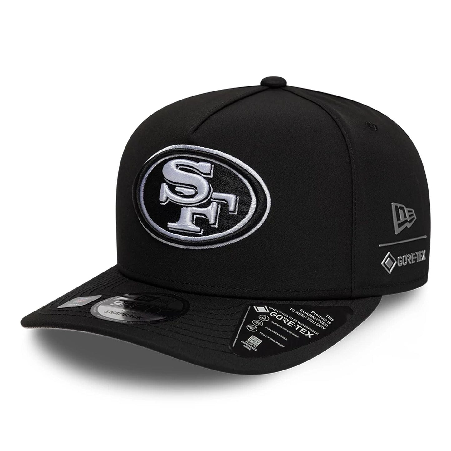 This is a San Francisco 49ers NFL Gore-Tex Black 9FIFTY A-Frame Snapback Adjustable Cap 1