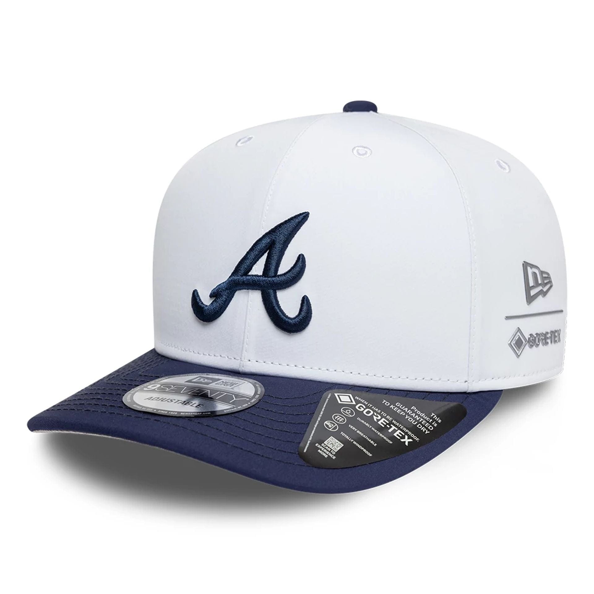 This is a Atlanta Braves MLB Gore-Tex Navy 9SEVENTY Stretch Snap Adjustable Cap 1