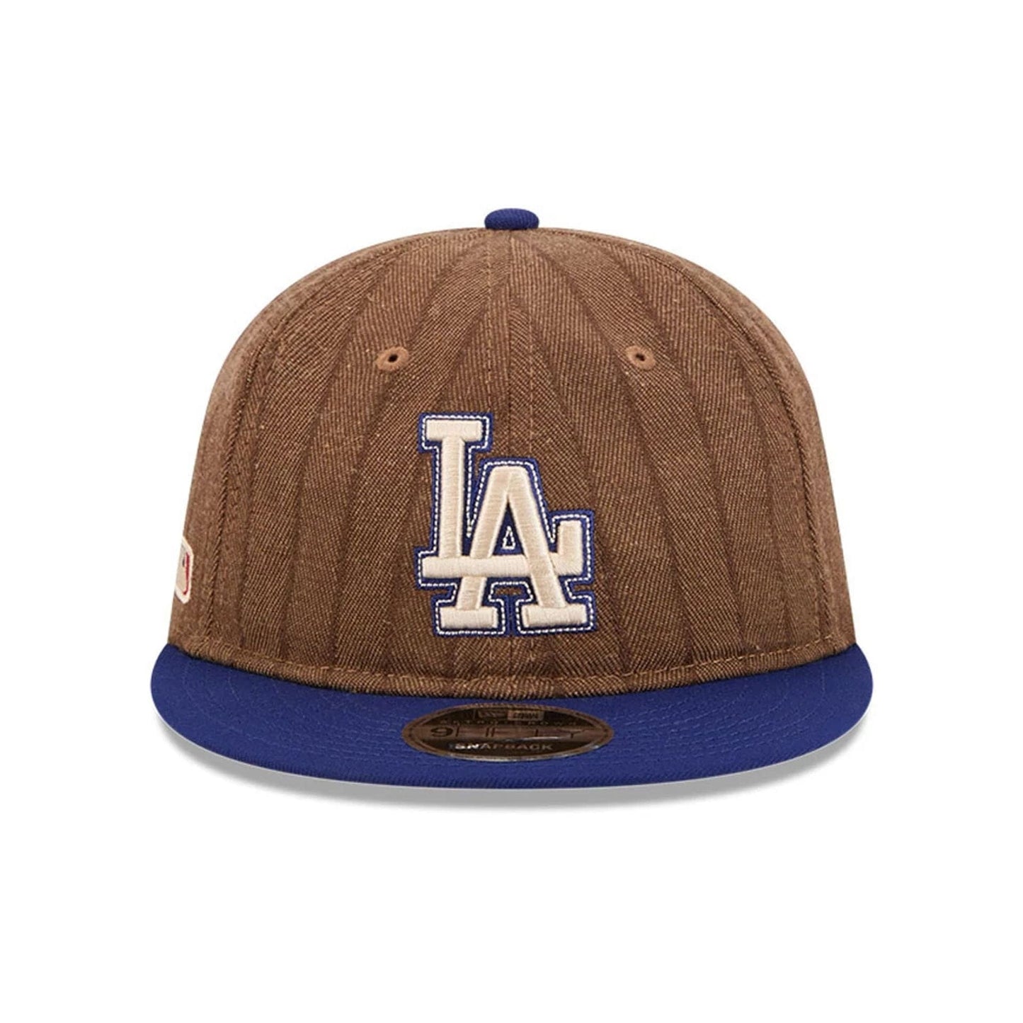 This is a LA Dodgers Three Looms x MLB Wool Pinstripe Dark Brown Retro Crown 9FIFTY Adjustable Cap 4