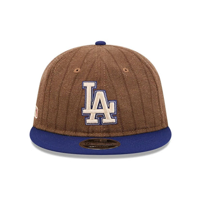 This is a LA Dodgers Three Looms x MLB Wool Pinstripe Dark Brown Retro Crown 9FIFTY Adjustable Cap 4