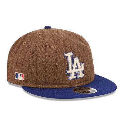 This is a LA Dodgers Three Looms x MLB Wool Pinstripe Dark Brown Retro Crown 9FIFTY Adjustable Cap 5