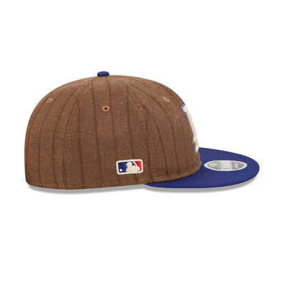 This is a LA Dodgers Three Looms x MLB Wool Pinstripe Dark Brown Retro Crown 9FIFTY Adjustable Cap 6