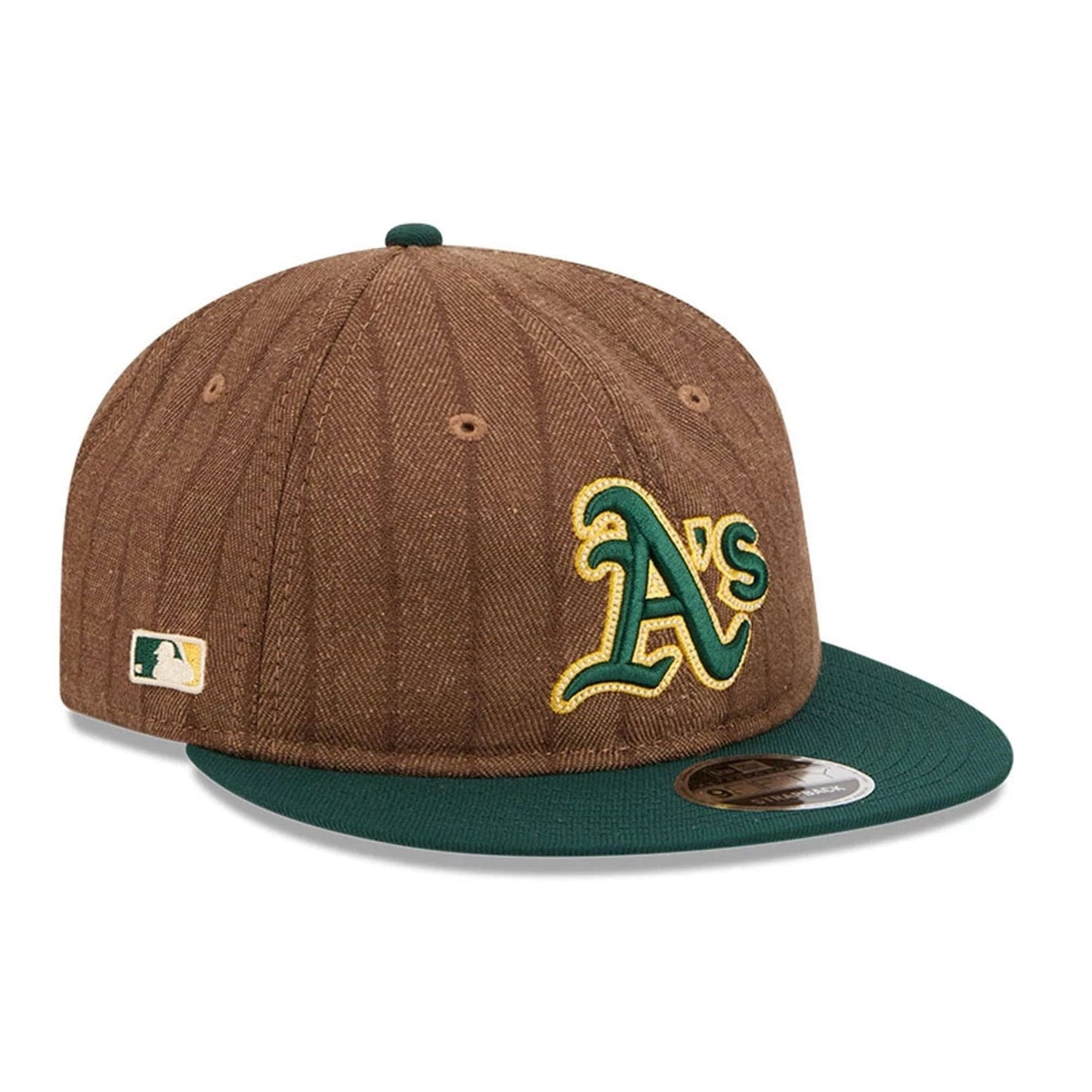 This is a Oakland Athletics Three Looms x MLB Wool Pinstripe Dark Green Retro Crown 9FIFTY Adjustable Cap 5