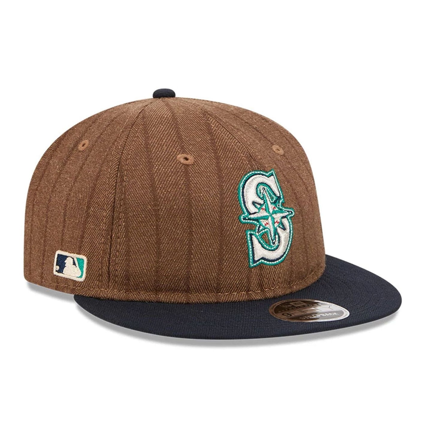 This is a Seattle Mariners Three Looms x MLB Wool Pinstripe Navy Retro Crown 9FIFTY Adjustable Cap 5