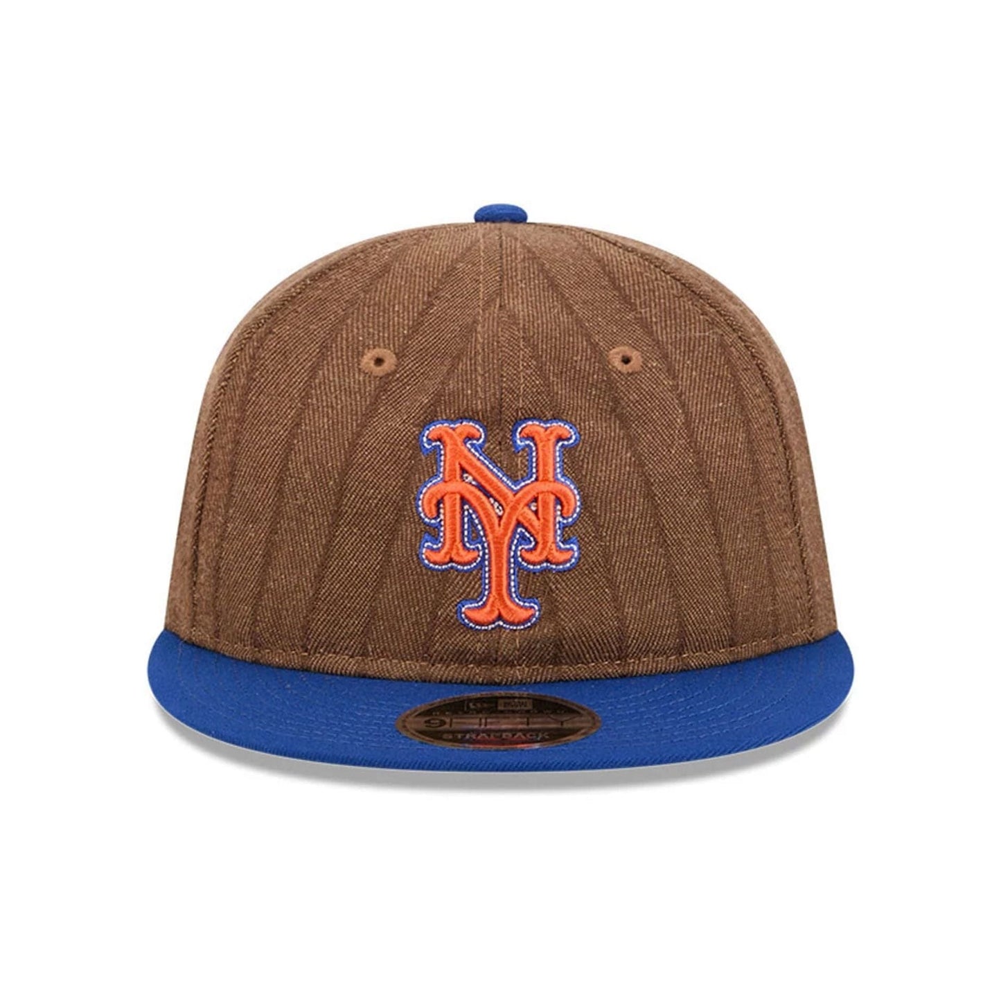This is a New York Mets Three Looms x MLB Wool Pinstripe Blue Retro Crown 9FIFTY Adjustable Cap 6