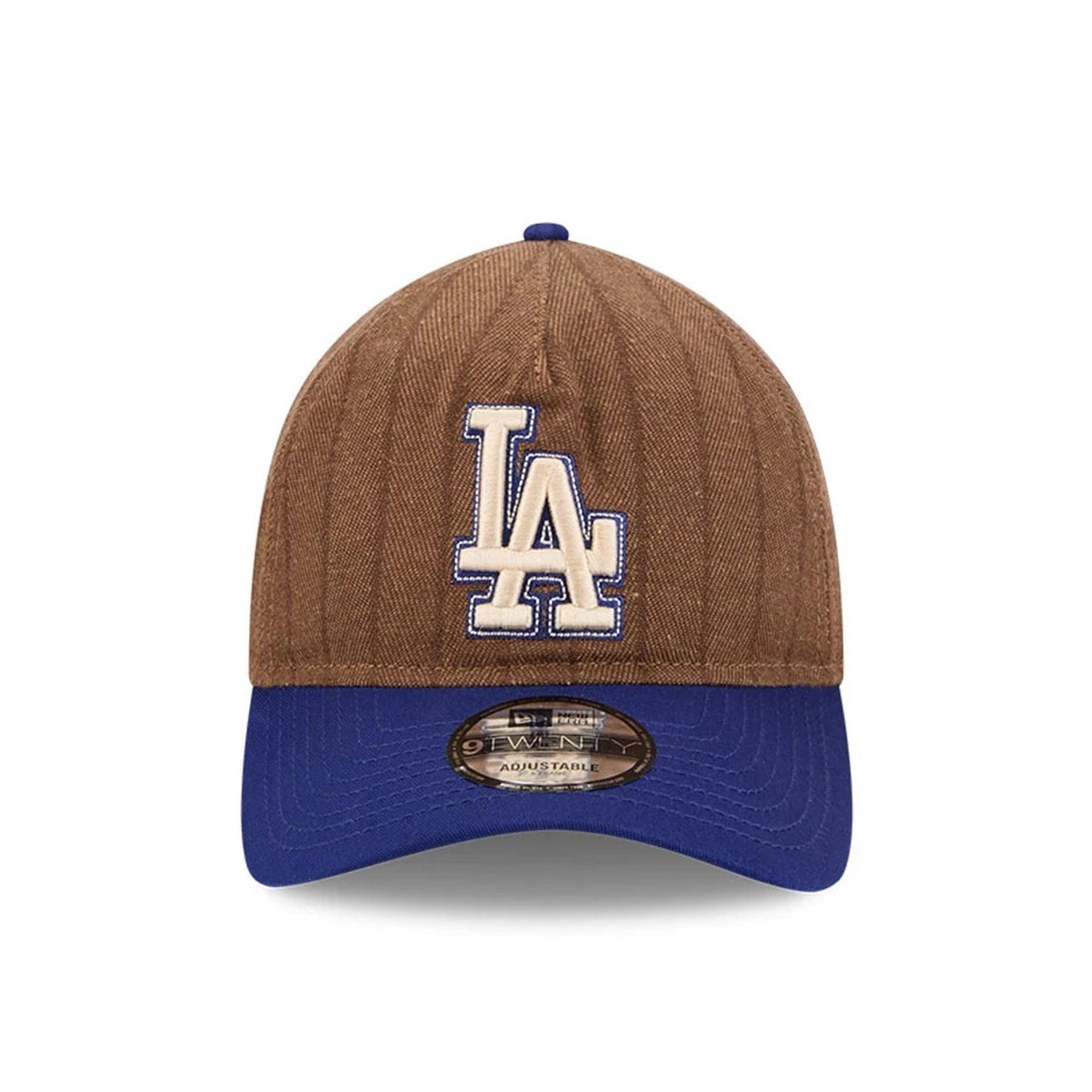 This is a LA Dodgers Three Looms x MLB Wool Pinstripe Dark Blue 9TWENTY A-Frame Adjustable Cap 3