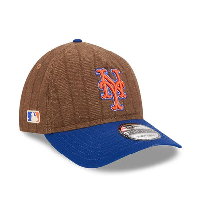This is a New York Mets Three Looms x MLB Wool Pinstripe Blue 9TWENTY A-Frame Adjustable Cap 4