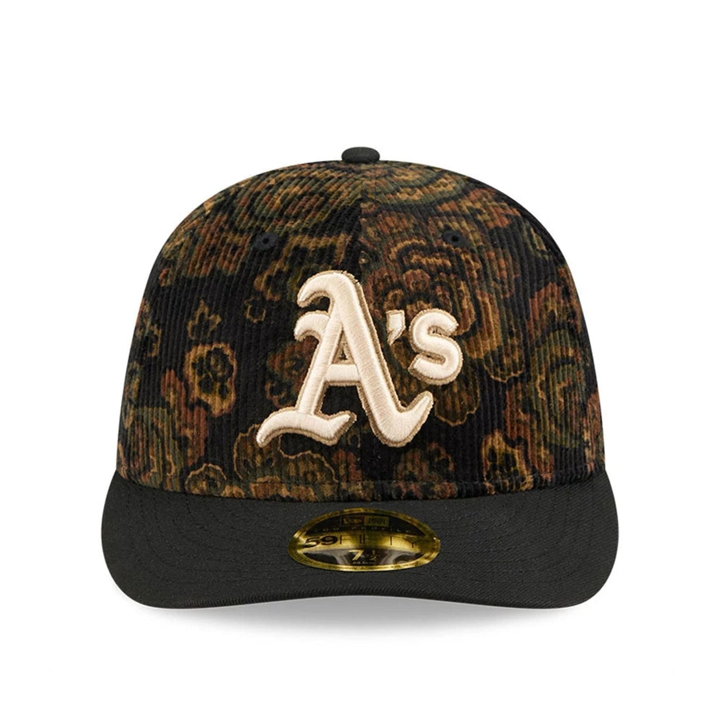 This is a Oakland Athletics Three Looms x MLB Floral Cord Black Low Profile 59FIFTY Fitted Cap 3