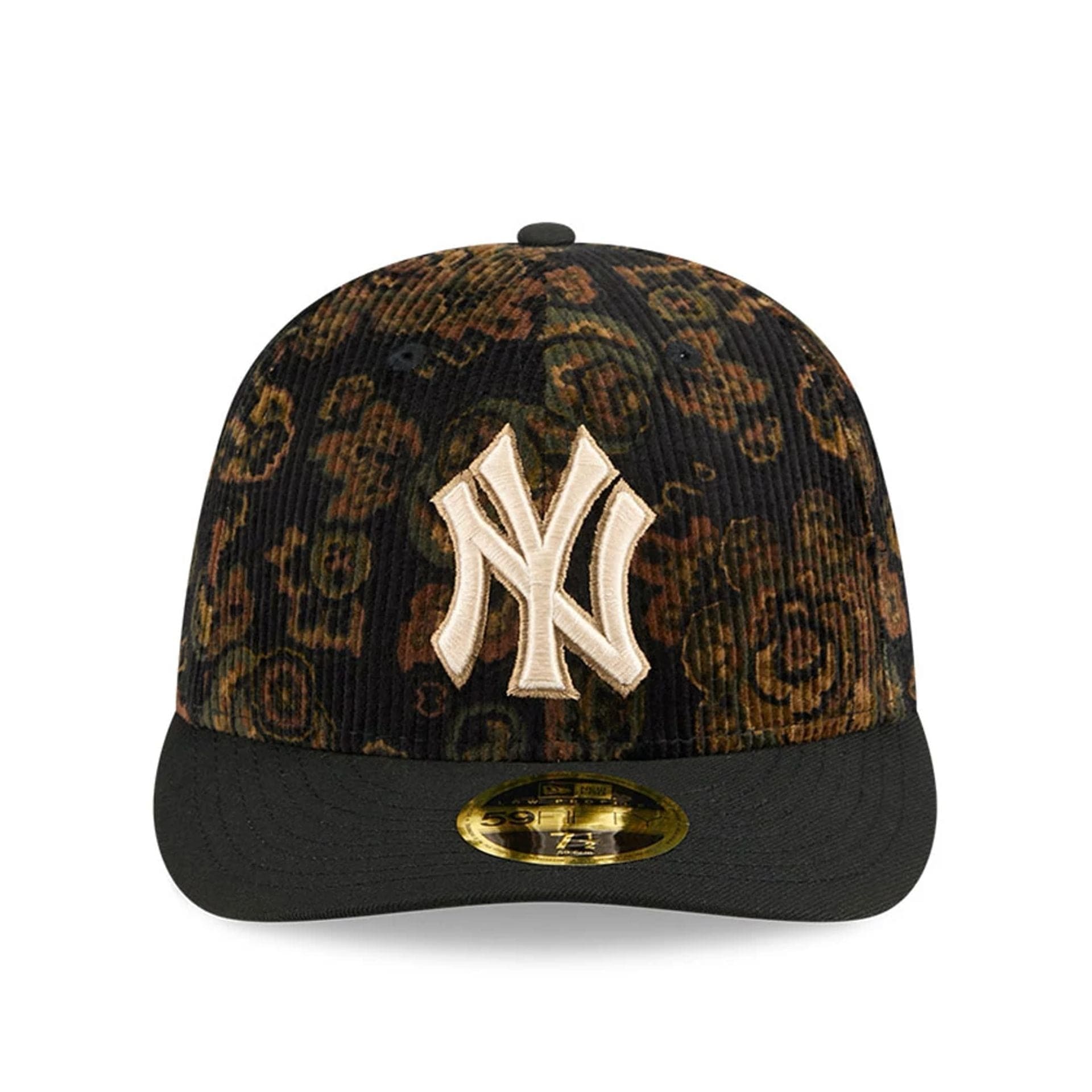 This is a New York Yankees Three Looms x MLB Floral Cord Black Low Profile 59FIFTY Fitted Cap 3