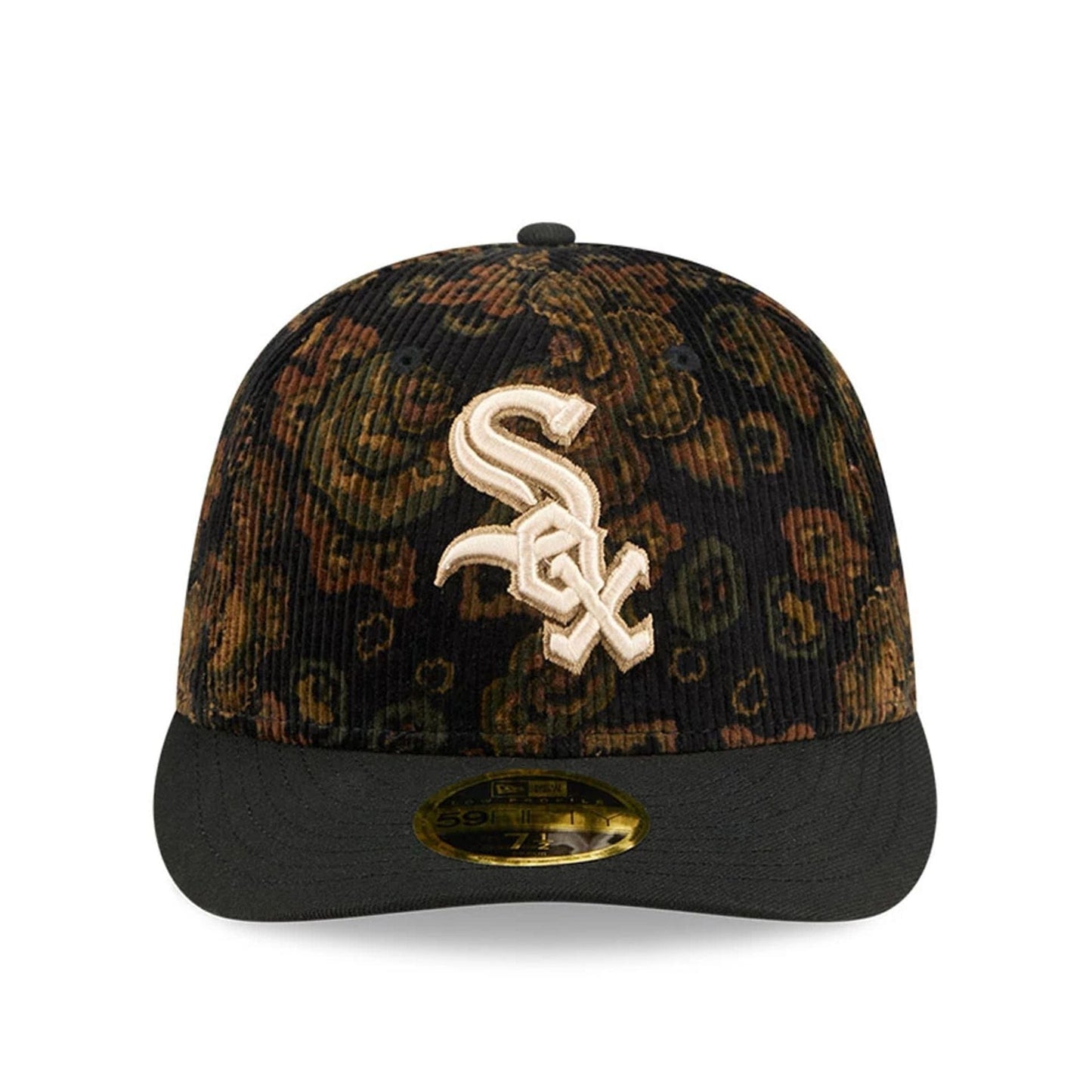 This is a Chicago White Sox Three Looms x MLB Floral Cord Black Low Profile 59FIFTY Fitted Cap 3