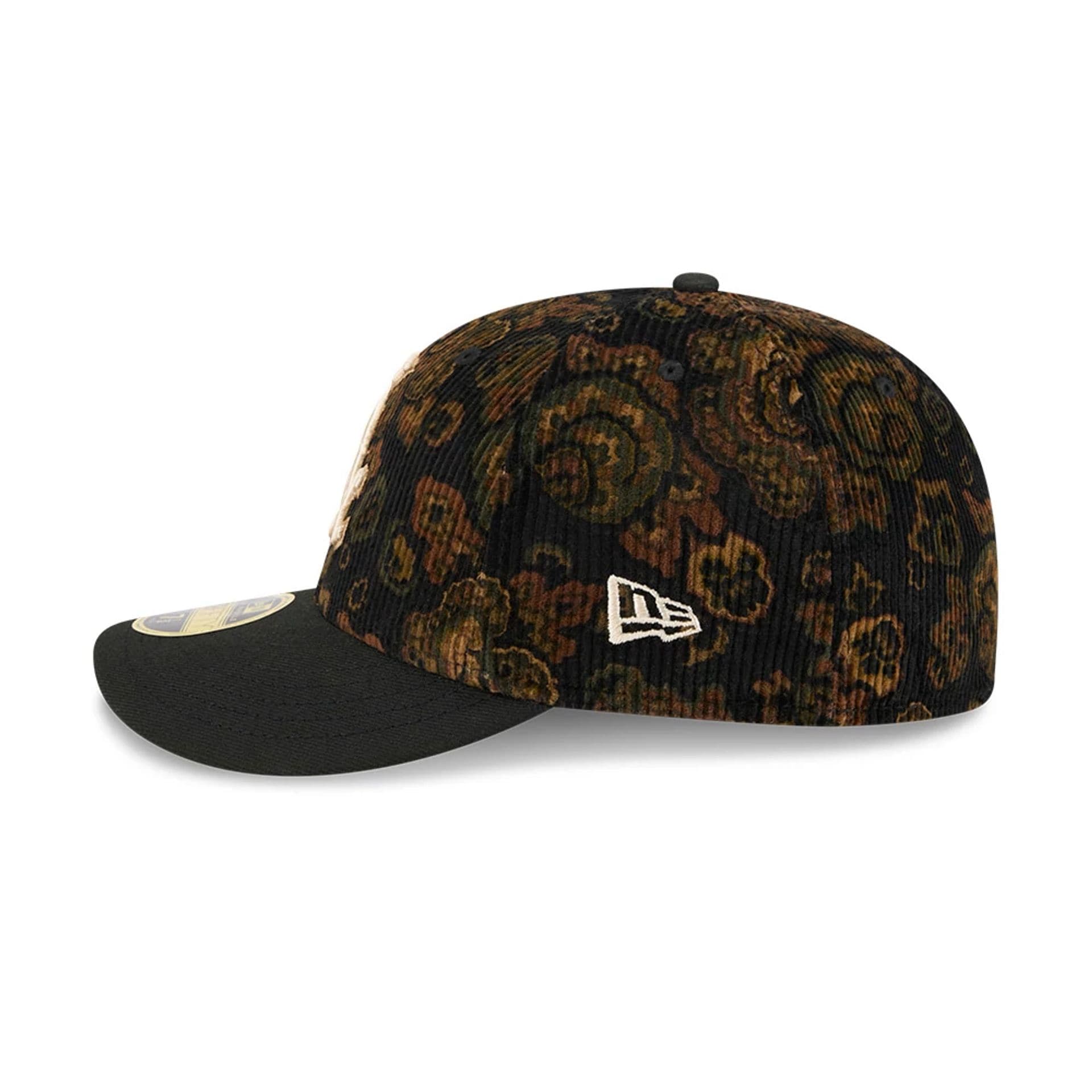 This is a Chicago White Sox Three Looms x MLB Floral Cord Black Low Profile 59FIFTY Fitted Cap 5