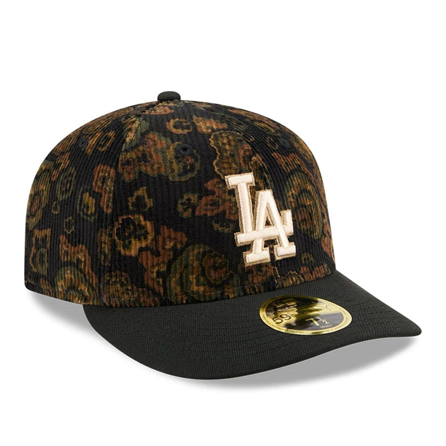 This is a LA Dodgers Three Looms x MLB Floral Cord Black Low Profile 59FIFTY Fitted Cap 4