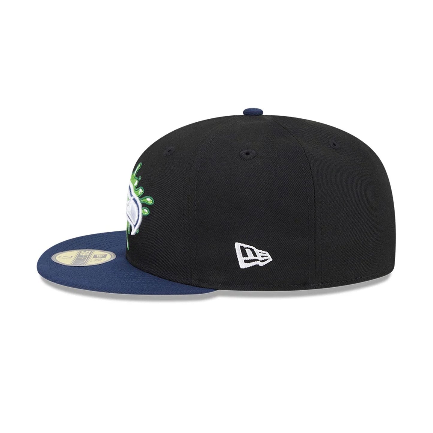 Pictured is this Seattle Seahawks NFL x Nickelodeon black 59FIFTY Fitted cap. 5