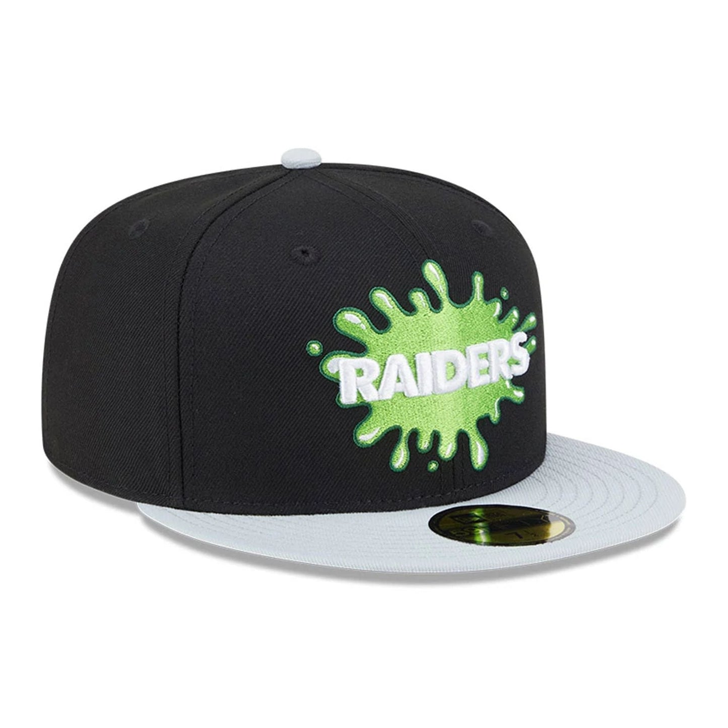 Pictured is this Las Vegas Raiders NFL x Nickelodeon black 59FIFTY Fitted cap. 4