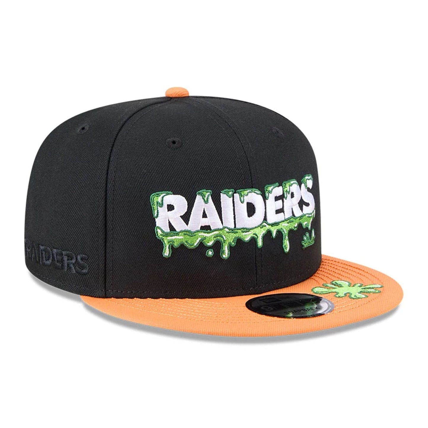 Pictured is this Las Vegas Raiders NFL x Nickelodeon black 9FIFTY Snapback cap. 4