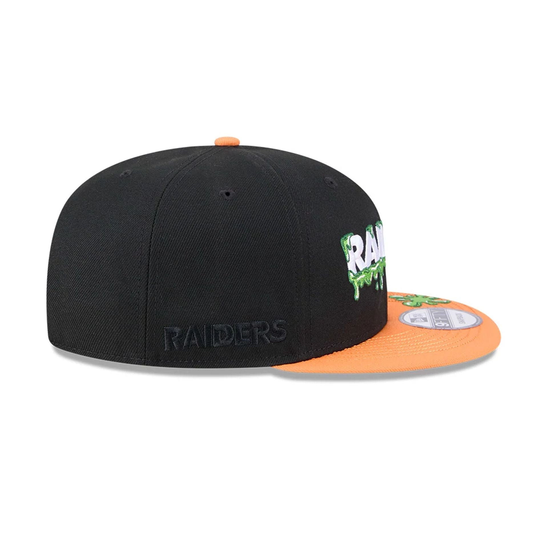 Pictured is this Las Vegas Raiders NFL x Nickelodeon black 9FIFTY Snapback cap. 6