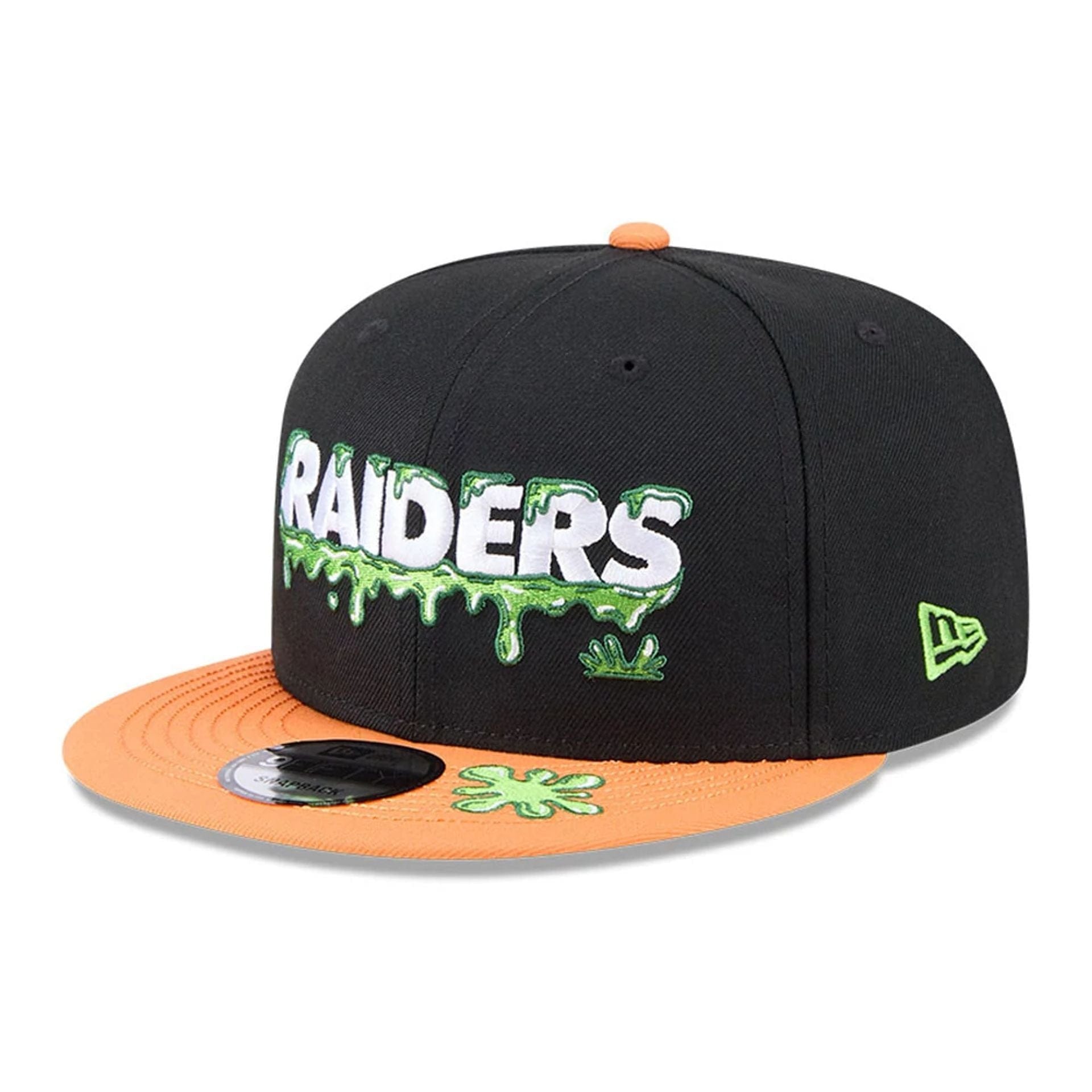 Pictured is this Las Vegas Raiders NFL x Nickelodeon black 9FIFTY Snapback cap. 1