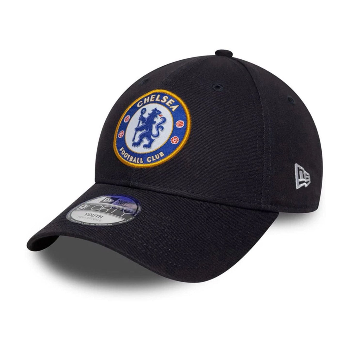Pictured is this Youth Core Chelsea FC Lion Crest 9FORTY in blue. 1