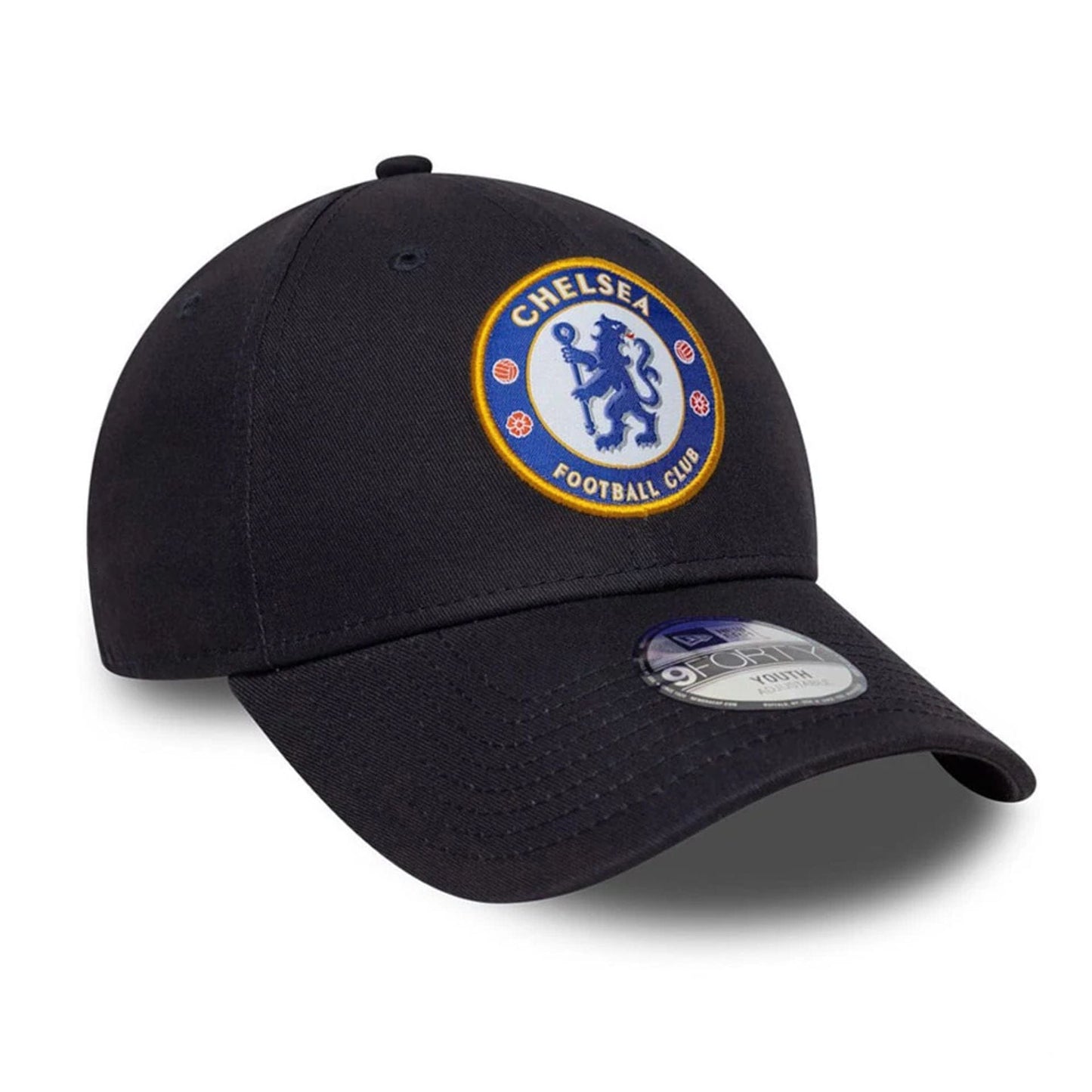 Pictured is this Youth Core Chelsea FC Lion Crest 9FORTY in blue. 3