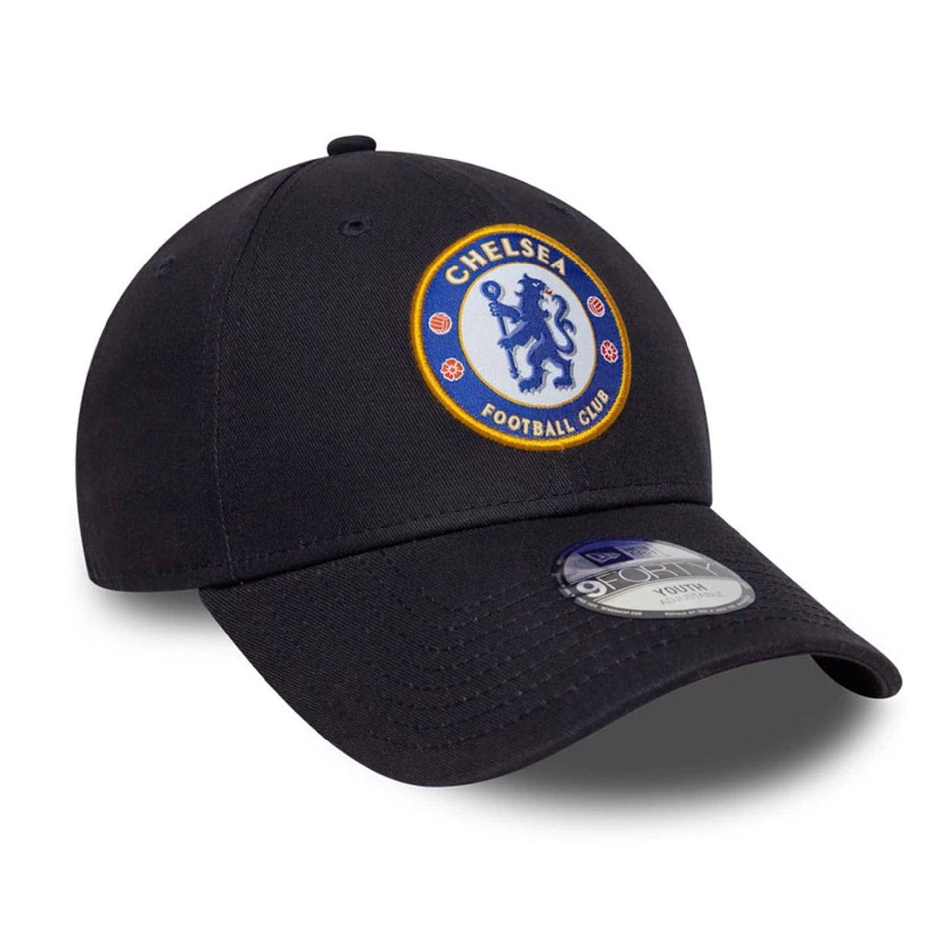 Pictured is this Youth Core Chelsea FC Lion Crest 9FORTY in blue. 3