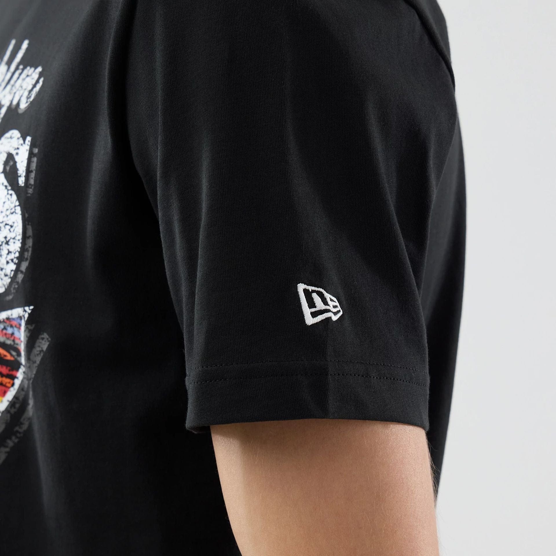 The Male model is wearing Brooklyn Nets NBA City Edition Black T-Shirt  6