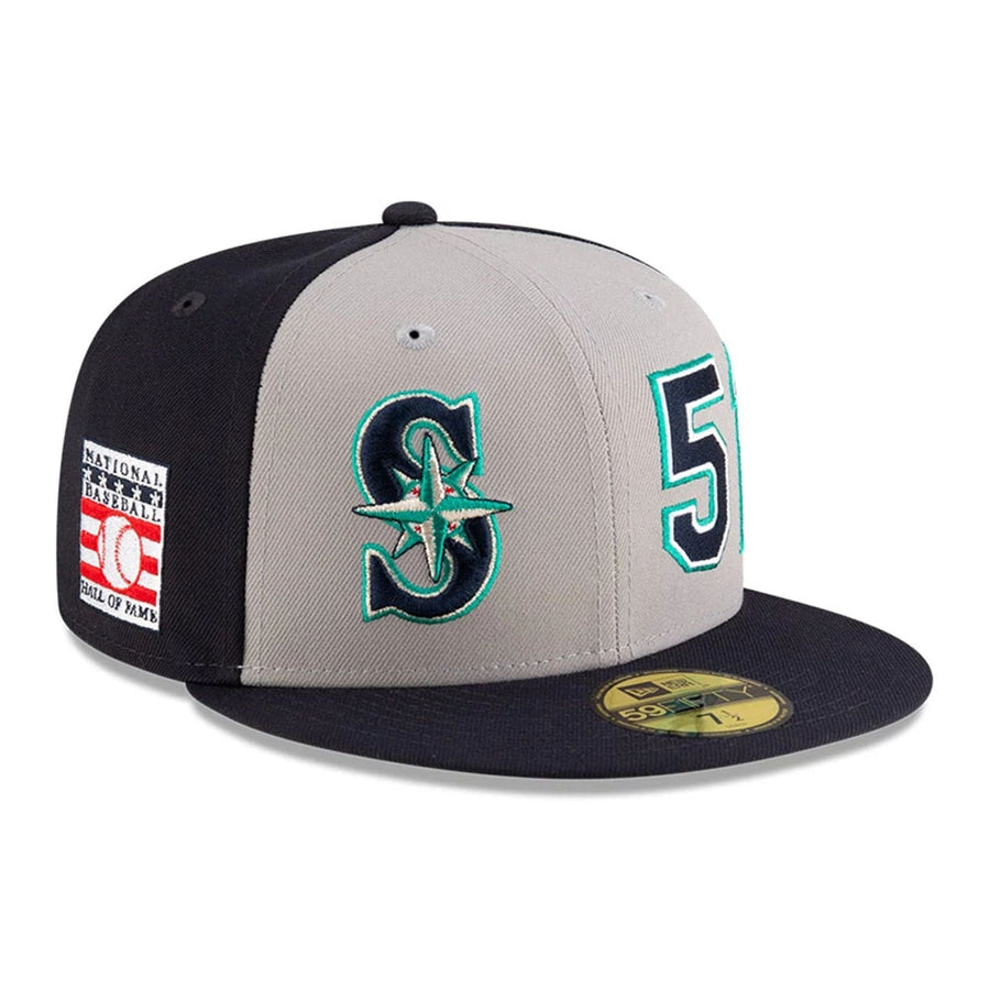 This is a Seattle Mariners MLB 2025 Ichiro Hall Of Fame Navy 59FIFTY Fitted Cap 1
