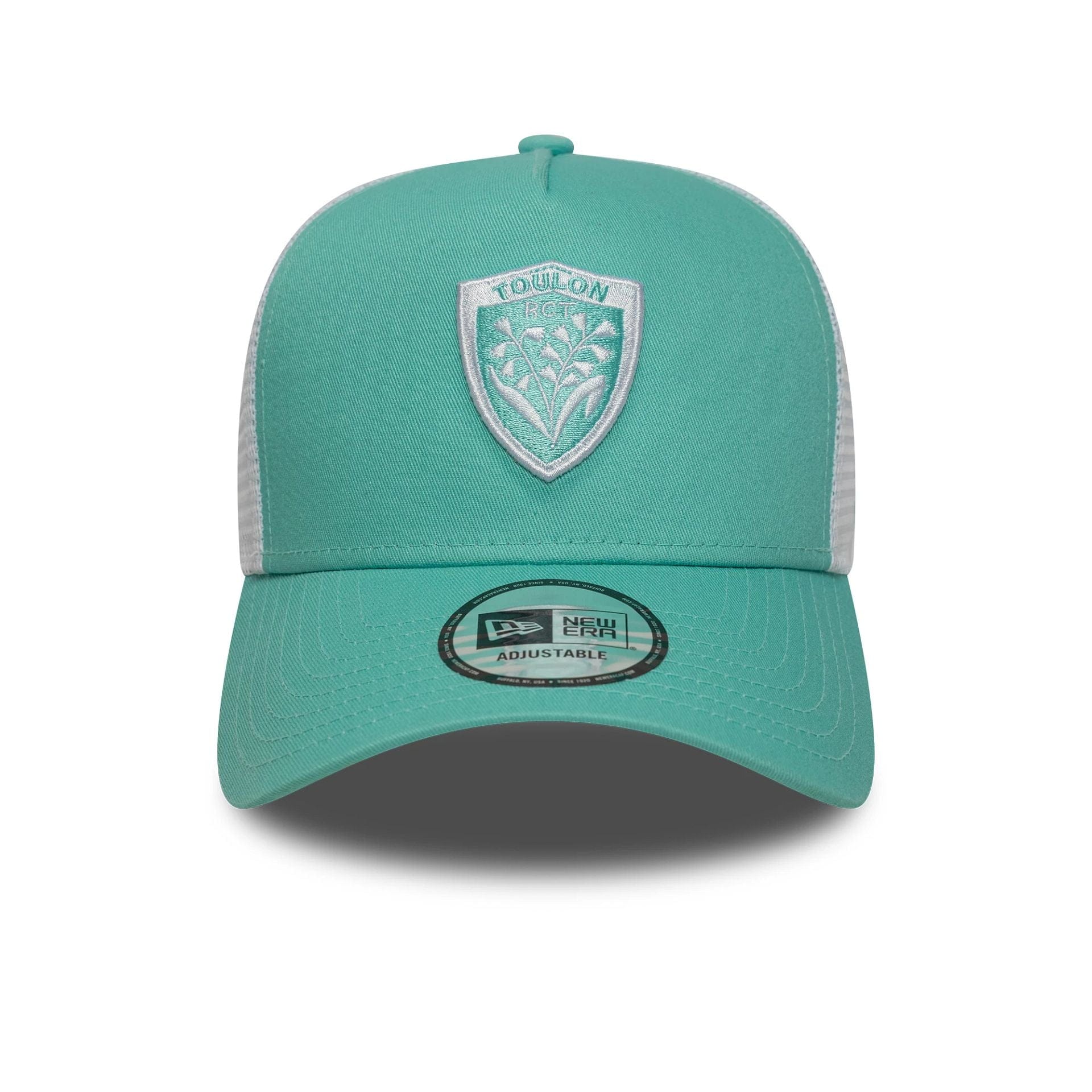This is a RC Toulonnais Seasonal Green 9FORTY E-Frame Trucker Adjustable Cap 2