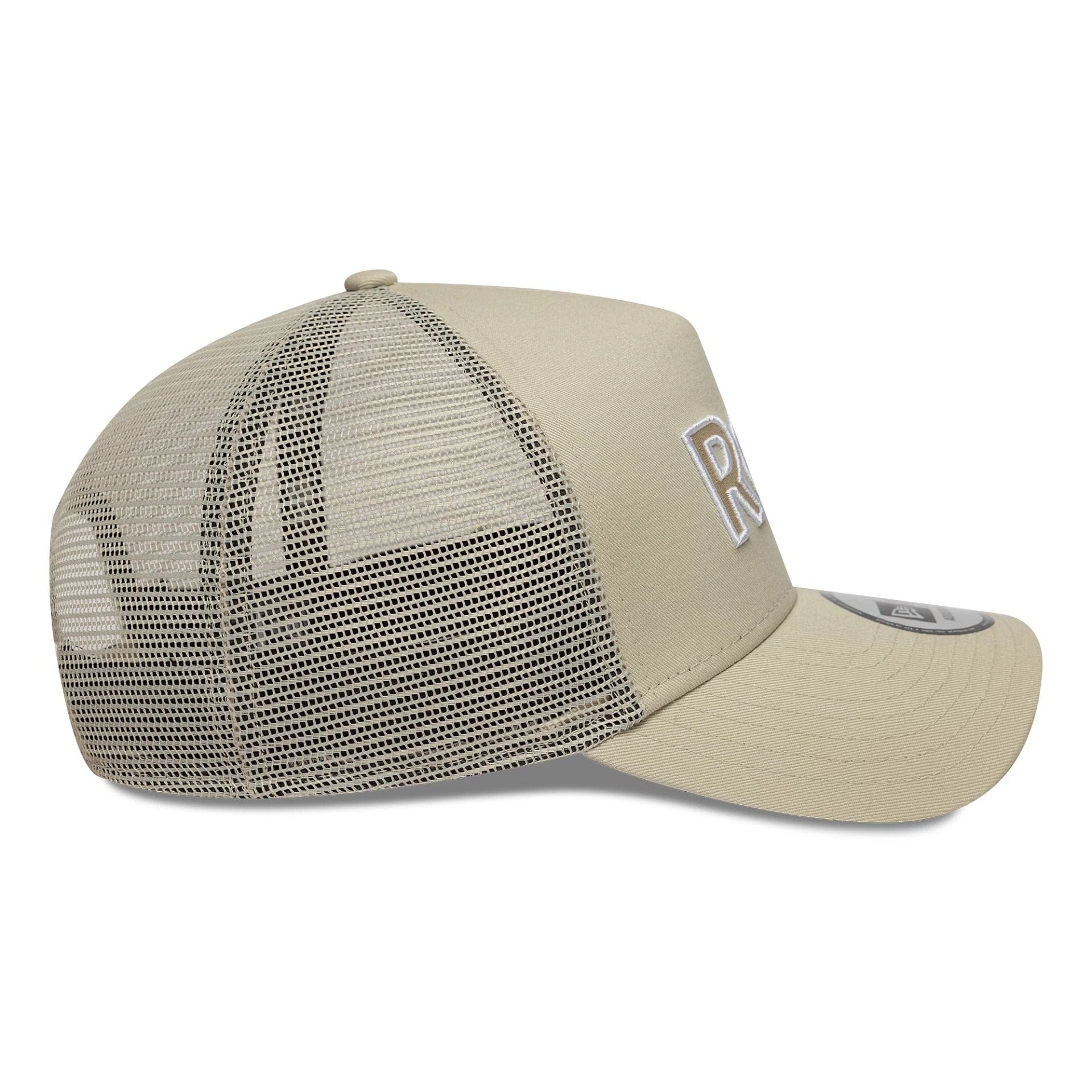 This is a RC Toulonnais Rct Light Beige 9FORTY E-Frame Trucker Adjustable Cap 5