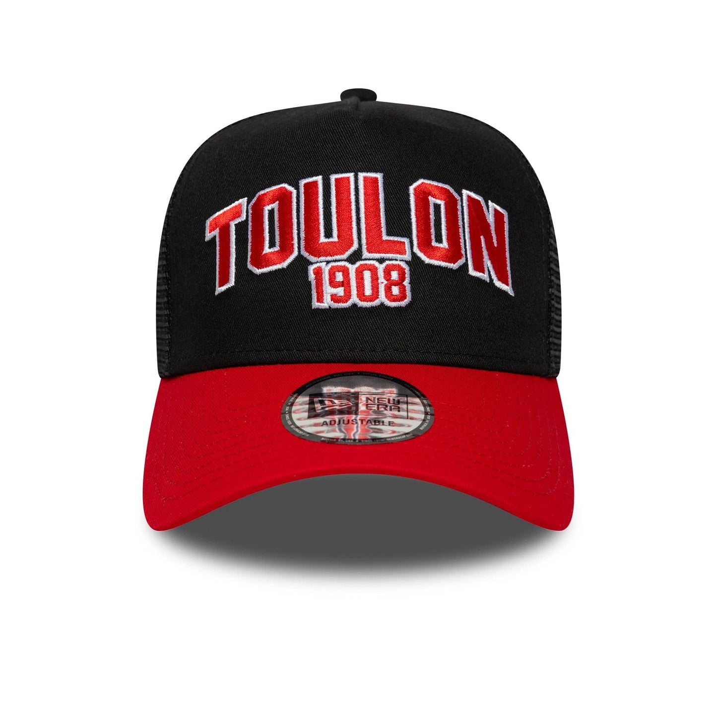 This is a RC Toulonnais Collegiate Black 9FORTY E-Frame Trucker Adjustable Cap 2