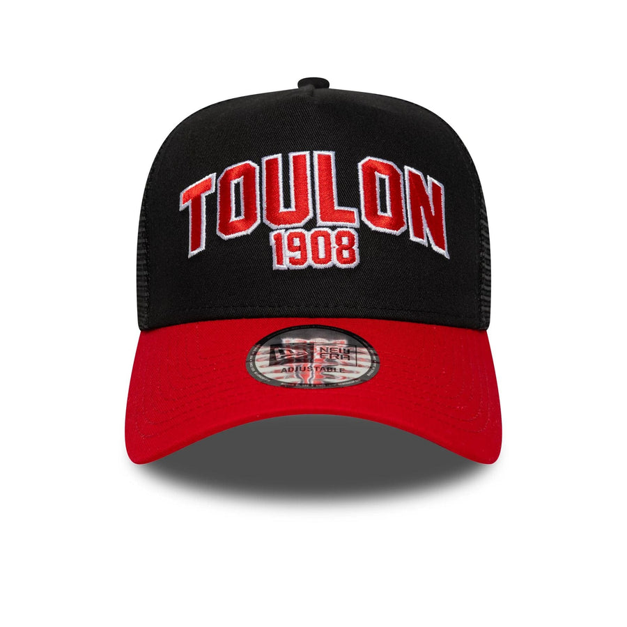This is a RC Toulonnais Collegiate Black 9FORTY E-Frame Trucker Adjustable Cap 2