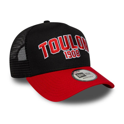 This is a RC Toulonnais Collegiate Black 9FORTY E-Frame Trucker Adjustable Cap 3