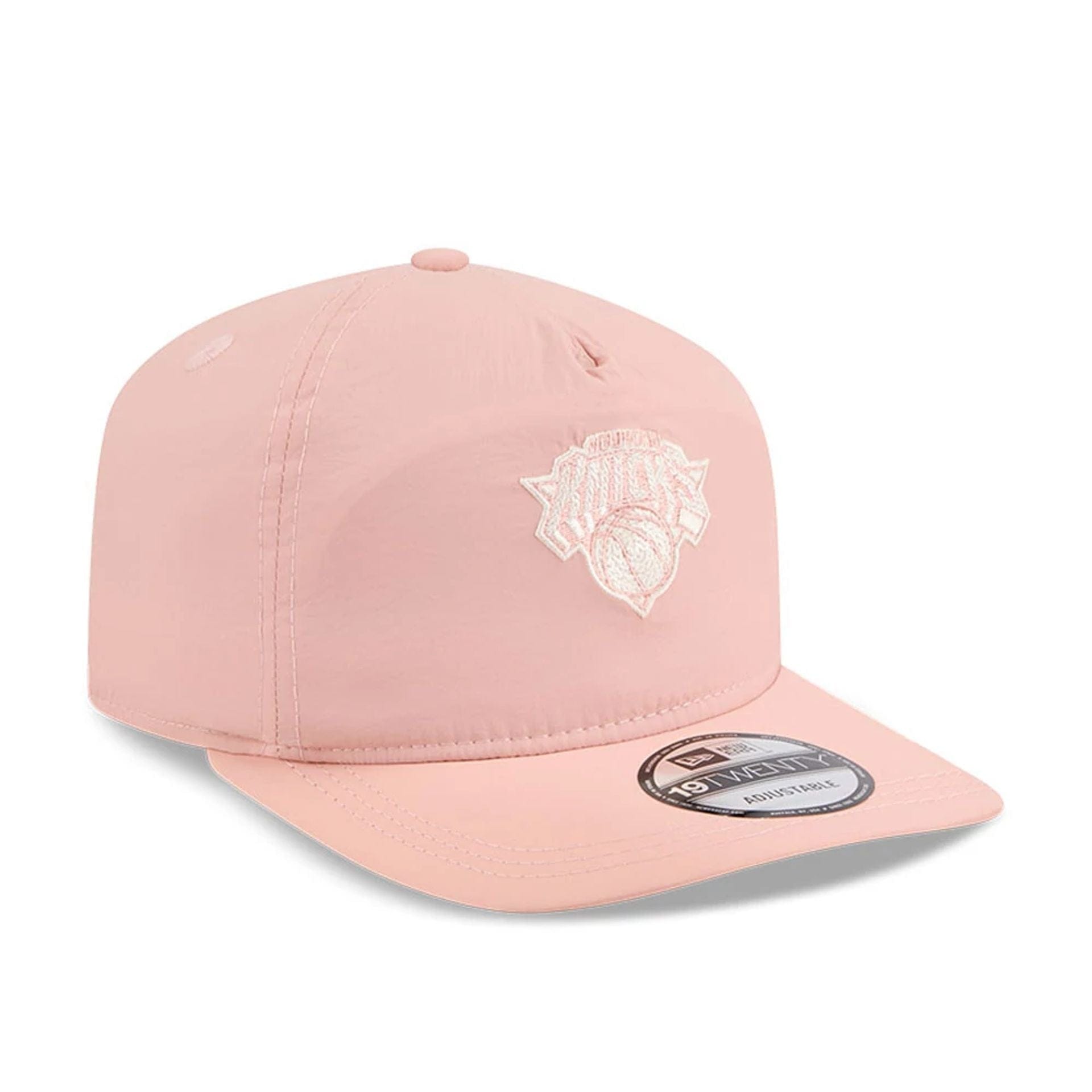 This is a New York Knicks Blush Crinkle Pastel Pink 19TWENTY Adjustable Cap 3