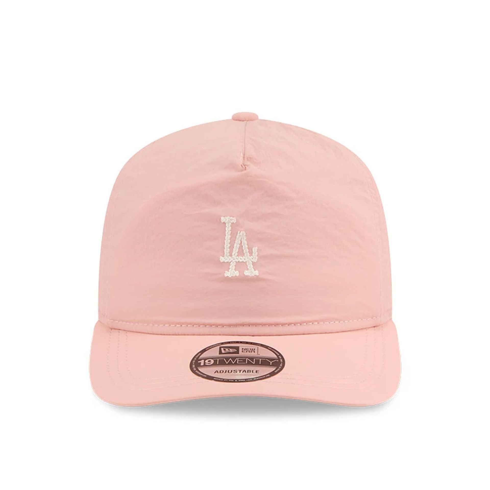 This is a LA Dodgers Blush Crinkle Pastel Pink 19TWENTY Adjustable Cap 2