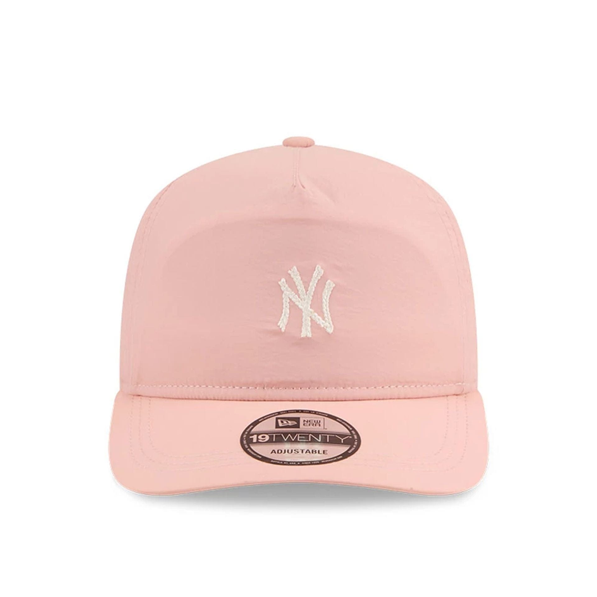 This is a New York Yankees Blush Crinkle Pastel Pink 19TWENTY Adjustable Cap 2